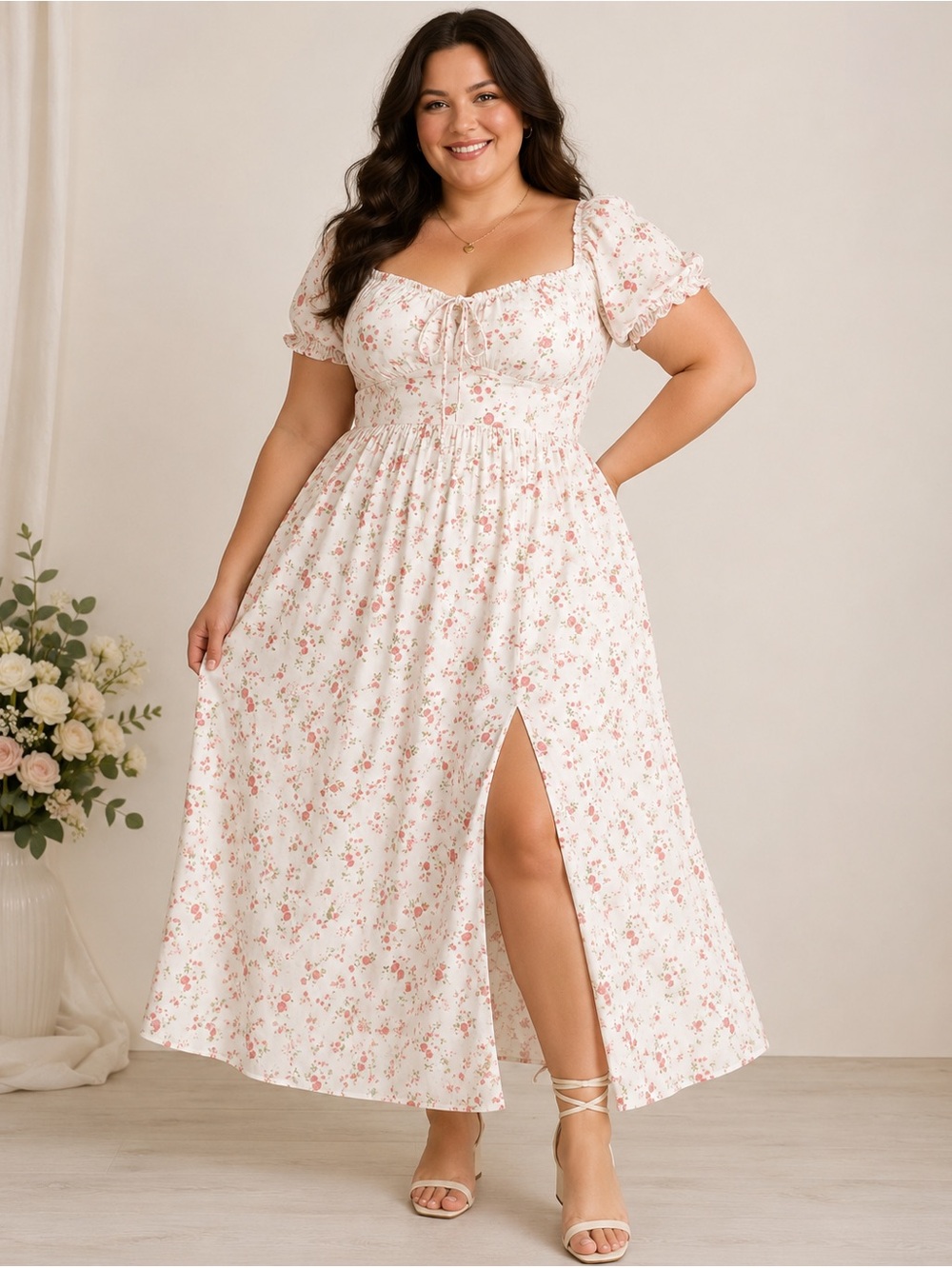 NWT Scarlet Darkness Floral Puff Sleeve Corset Dress XL Cottagecore